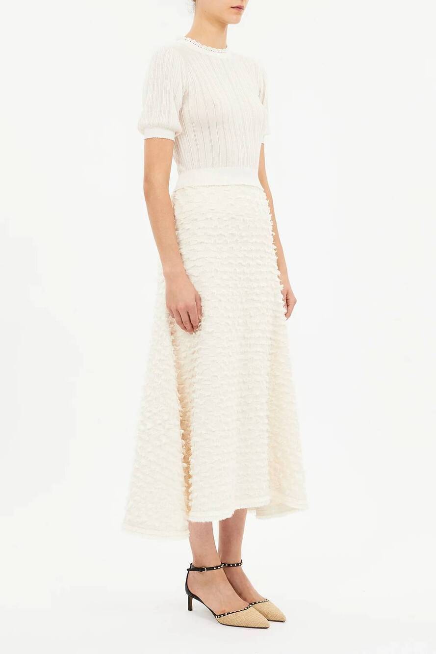NEW ULLA JOHNSON josanna a-line midi skirt in ivory - Picture 3 of 4
